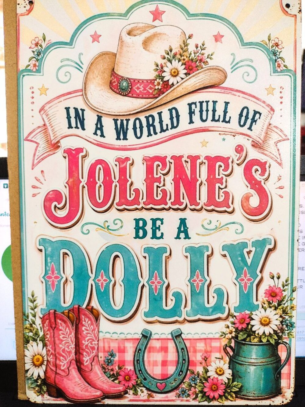 Metal Sign RIP Dolly Parton Full of Jolenes Be a Dolly Cowgirl Boots Diva Gift